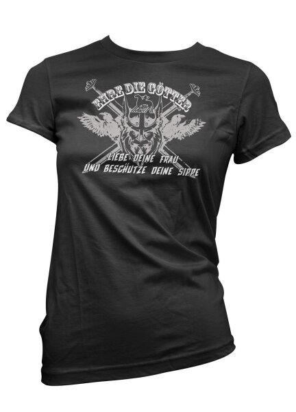 Ehre die Götter - Ladyshirt Wikinger Vikings Ragnar Odin Thor Mjölnir Wotan