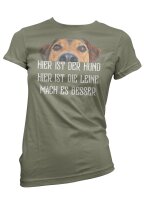 Hund Leine Besser  - Ladyshirt Tierliebe Gassi Frauli Herrli