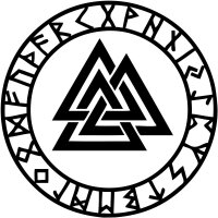 Aufkleber Valknut mit Runen Weiss