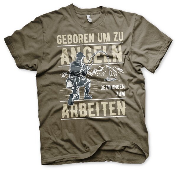 Geboren um zu Angeln gezwungen zum Arbeiten Tshirt Fischen Raubfisch Friedfisch