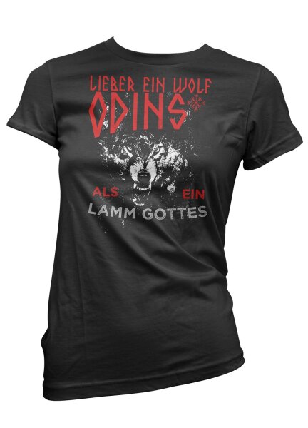 Lieber ein Wolf Odins als ein Lamm Gottes Damen Tshirt 2XL