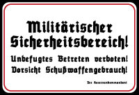 Blechschild - Sicherheitsbereich - historisch