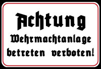 Blechschild - Wehrmachtsanlage - historisch