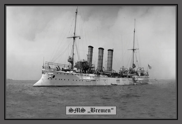 Blechschild - SMS Bremen - historisch