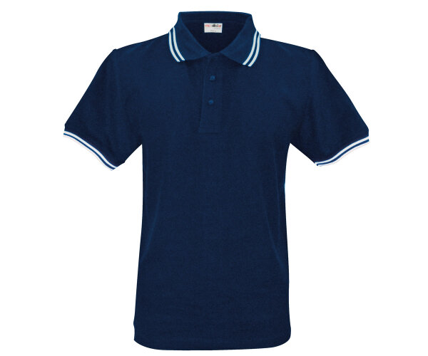 Polo mit Streifen blau-weiss-weiss-L